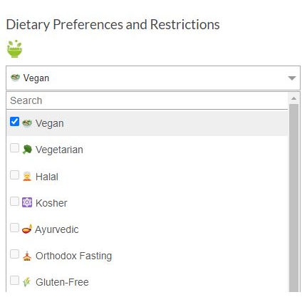 20+ diets & restrictions